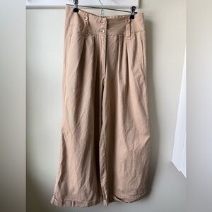 TINY Anthropologie‎ Wide Leg Cuffed Pleated Khaki Chino Pants High Rise Baggy M